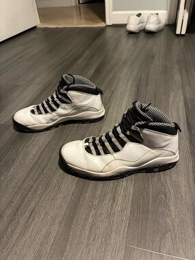 Nike Air Jordan 10 Retro White Grey Steel 2013 Men Size 13 Leather Shoes 306008